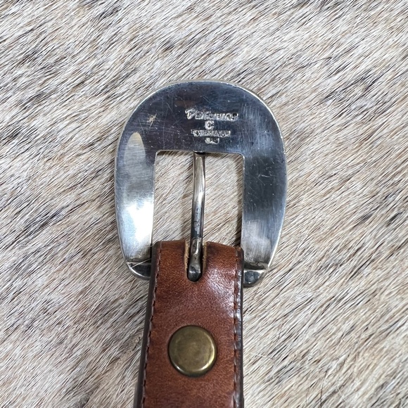 Vintage Pat Areias Sterling Silver Inlayed Turquoise Belt Buckle Set - Picture 5 of 7